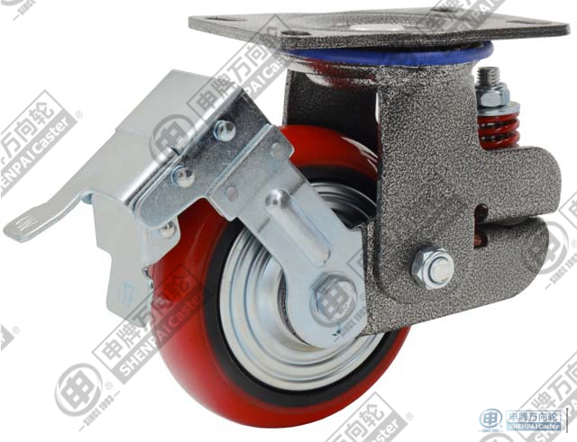 6"Iron Core PU (Arc) Swivel Locking Shockproof Caster Wheel 