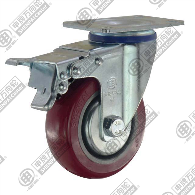 5" swivel onoff with brake [PU] Caster (Purplish red)