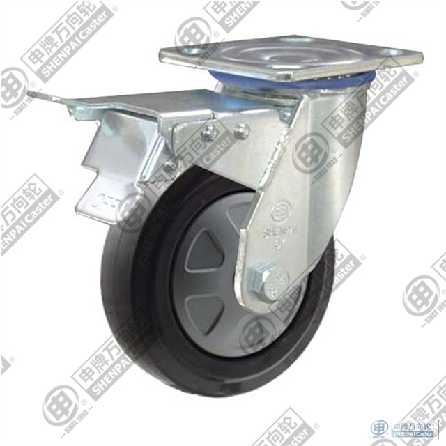 5" swivel onoff with brake (Rubber on plastic core) Caster (Black)