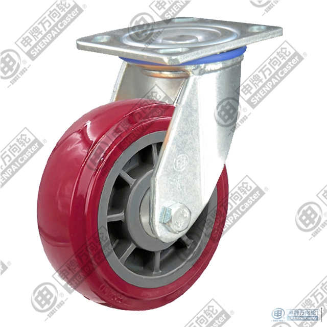 5" Swivel PU on plastic core Caster (Purplish red)