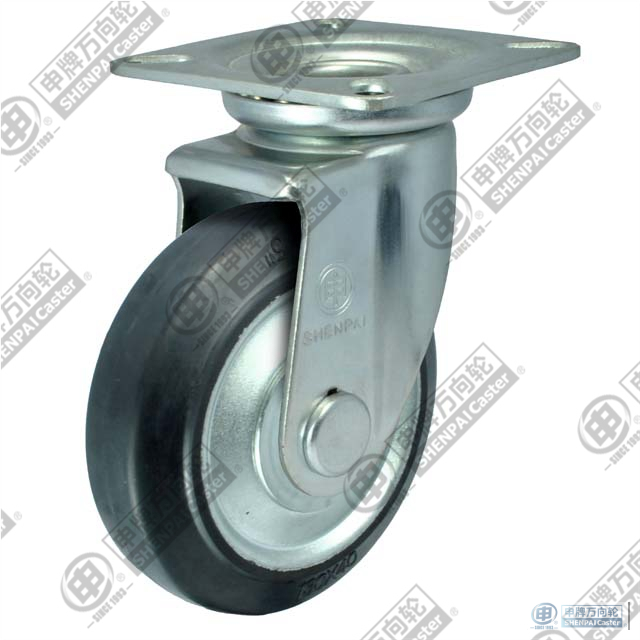 3" Steel Core Rubber Swivel Brake Caster Wheel(Black)