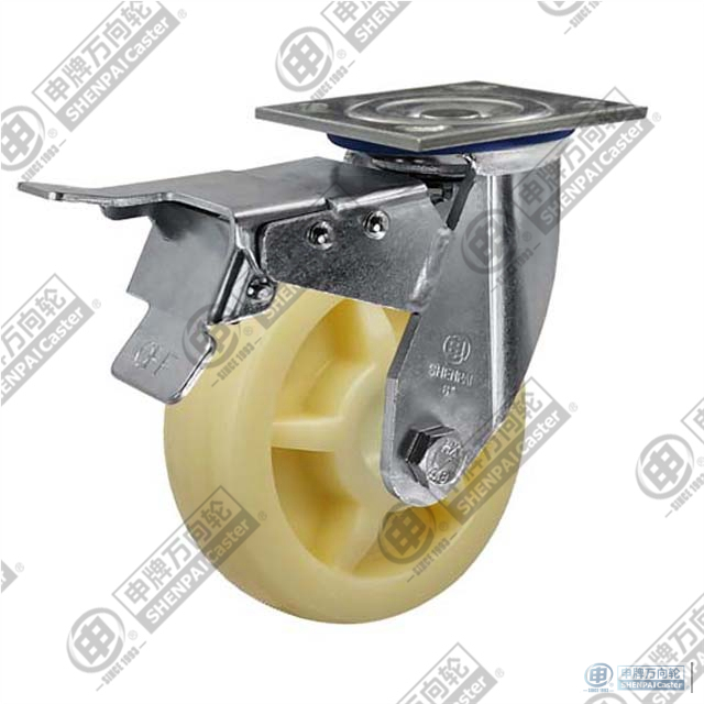 4" swivel onoff with brake Reinforced PP Caster (White)