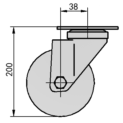 6" Swivel (Powder) PU on cast iron core Caster (Red arc)
