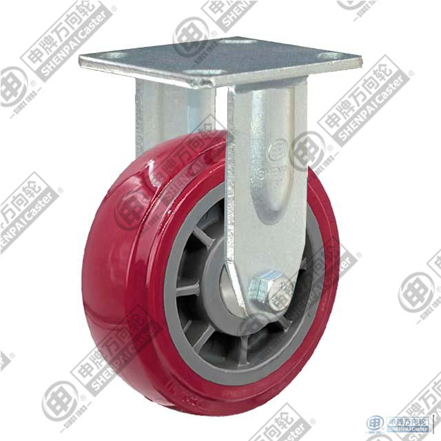 8" Rigid PU on plastic core Caster (Purplish red)