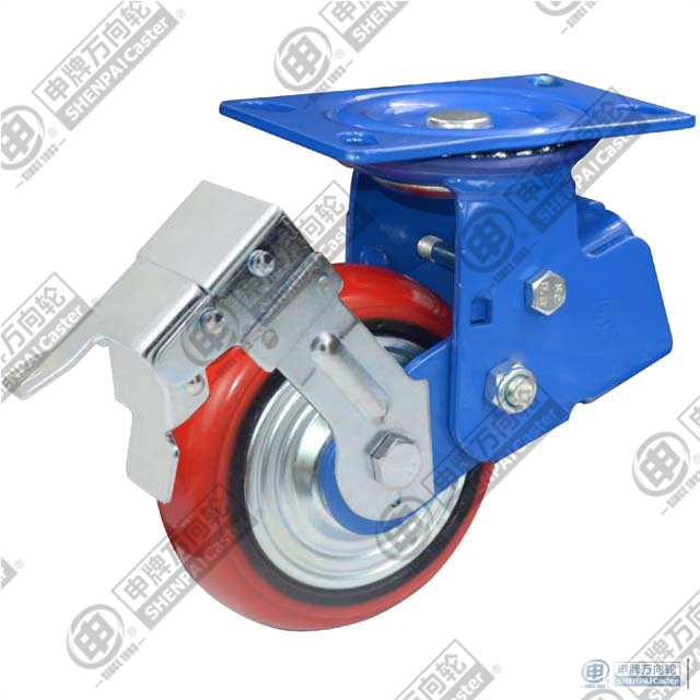 5" swivel with brake [PU on cast iron core] Caster (Red arc)