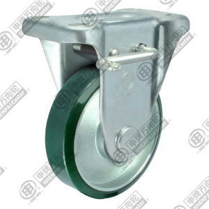 3" Rigid with brake PU on steel core Caster (Green)