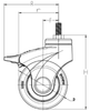 4" Medical Wheel Nylon Body Caster Threaded Stem Swivel with Brake