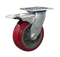 6" Red PU Swivel with brake Caster Wheel 